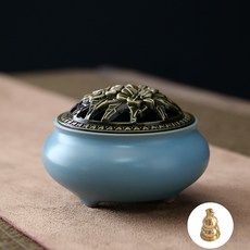 LizJany 碗型香插, 16 蓮花蓋 天藍色