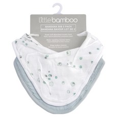 Little bamboo 竹纖維紗布圍兜, 1組, 灰色/綠色, 2件