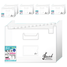 SEASON Paper&Gift 四季紙品禮品 橫式站立風琴夾12層, 透白色, 6個