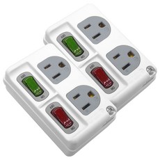 WeiTien 威電 2開2座電腦璧插 高負載分接式插座 125VAC 15A MAX 1,650W, 開關顏色隨機, 2個, 102mm