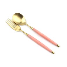 Bogen Le Bien 黃金餐具兩件組, 大茶匙 + 沙拉叉, 柔和粉, 1套
