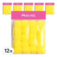 유니아트 1000 퐁퐁 30mm, 노랑, 12개