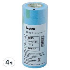 스카치 내열 와시 마스킹 테이프 블루 18mm x 18m 7p, 4개