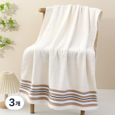 소니오 대형 소프트 샤워 바스타월 290g 폴리에스테르사, 02 컬러라인화이트, 3개