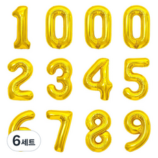 PartyIsland 數字鋁箔氣球12入組 40公分, 6套, 金色