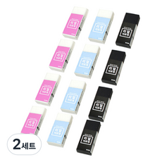 韓國鉛筆 擬真橡皮擦 3款 x 4入組, 天藍色, 粉紅色, 黑色, 2套