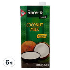 아로이디 코코넛 밀크, 6개, 1L