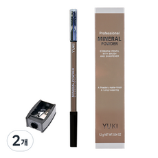 YUKI 礦物粉眉筆+削筆器, No.5 Brown, 2支