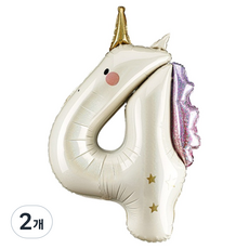 파티데코 유니콘 숫자 은박풍선 4, 2개