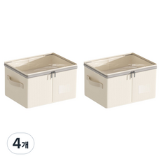 알럽홈 심플 접이식 패브릭 리빙박스 L261-0090, 크림, 4개