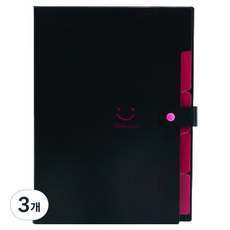 썸즈마인 스마일 A4 아코디언파일, 블랙, 3개