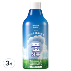 해피바스 필쏘굿 보송보송 항균 케어 풋샴푸 그린 시트러스향 리필, 1개입, 3개, 500ml