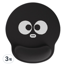 허니버블 깜찍 이모티콘 손목보호 마우스패드, 블랙, 3개