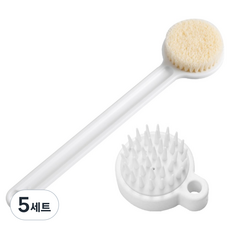 블랙조인 각질 제거 바디브러쉬 + 샴푸브러쉬 세트, 화이트, 1개입, 5세트