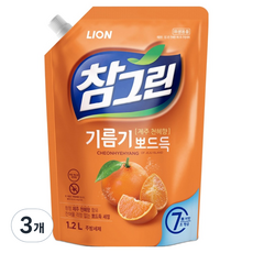 참그린 천혜향 뽀드득 주방세제 리필, 1.2L, 3개