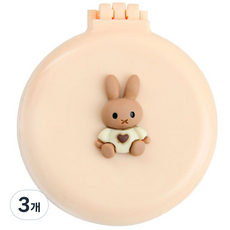 Rosae 馬卡龍小熊與兔子氣墊鏡梳, 坐姿兔子米色, 3個