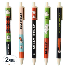 Monolike Olly Molly 凝膠筆 5件組 0.38mm, 01 Argyle, 02 Olly Molly, 03 Willy Kelly, 04 Dancing Willy, 05 Molly, 2套