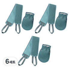 GUNU 목욕 샤워 다이아몬드 라운드 바디스크럽 타월 + 등밀이용 타월 세트, 블루, 6세트