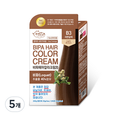 자연으로 비파 헤어컬러크림20 염모제, B3 자연갈색, 5개