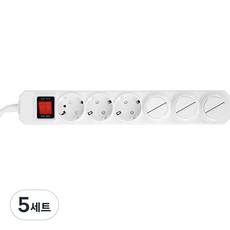 HiPPO 접지형 멀티탭 6구 + 안전커버 3p 세트, 1.5m, 혼합색상, 5개