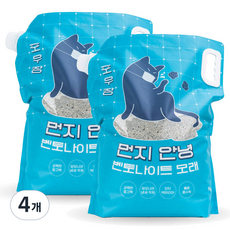 포우장 먼지 안녕 벤토나이트 고양이 모래, 9kg, 4개, 무향