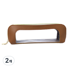 탑피아 PVC 투명창 필통, 브라운, 2개