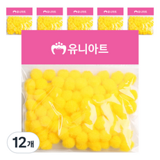 유니아트 1000 퐁퐁 12mm, 노랑, 12개