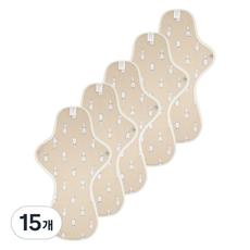 eechae 花朵一體成型棉質衛生棉 米色, 15個, 1入, 夜用