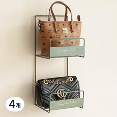 壁掛式包包整理架 2層, 綠色, 4個