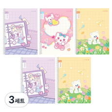 morning glory Chaeum Note 國小1-2年級線圈國語10格筆記本3款 + 隨機出貨2入組, B, 3套