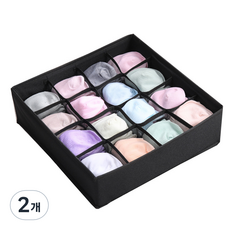 올하이 속옷 양말 접는 분리보관 상자 15 블랙 16그리드 320 x 320 x 100 mm, 2개