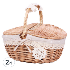 All-high 原木野餐籃, 05 豪華 + 雛菊亞麻, 2個