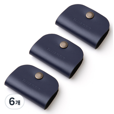 블랑플뢰르 소가죽 라운드 전선 이어폰 홀더, 네이비, 6개