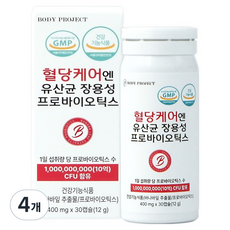 바디프로젝트 혈당케어엔유산균 장용성 프로바이오틱스 400mg, 4개, 30정