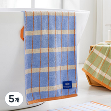 Modern House ETF 多格紋洗臉巾 190g 棉紗 40 x 80 cm, 5個, 天藍色