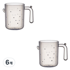 더자카 두툼한 선인장 욕실 투명 양치컵, 그레이, 6개