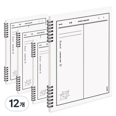 뮤니드 It spring 좌철 세로 2분할 수학노트 7.5mm 라인, WHITE, 12개