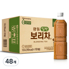 광동제약 밀싹 보리차 그린 무라벨, 1.5L, 48개