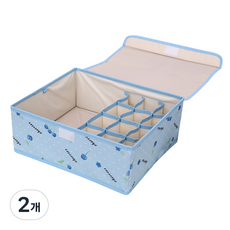 襪子內衣收納盒, 藍色, 2個