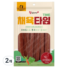 헬로도기 무전분 쫀득 져키 채육타임, 2개, 100g, 혼합맛(오리/당근) 2개, 100g, 혼합맛(오리/당근)