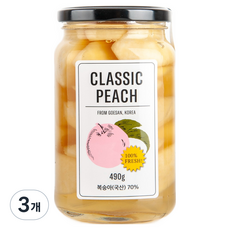 클래식농원 복숭아 병조림 백도, 490g, 3개