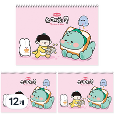 포포팬시 라이노 스케치북 핑크, 8절, 16매, 12개
