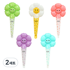 P&B UNITY 微笑小菊花手持氣球5款組 大, 白色, 綠色, 粉紅色, 紫色, 藍色, 2套