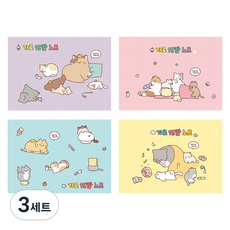 핑크풋 냥냥 가로 15칸 노트 4종 세트, 퍼플, 핑크, 블루, 옐로우, 3세트