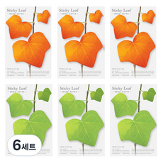 어프리 스티키리프 담쟁이 베이직 점착메모지 2종 세트 M, Green + Red, 6세트