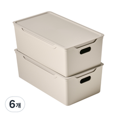 EASY&FREE 舒適生活收納盒, 灰色，牛 (31.8 x 17.7 x 11 cm), 6個