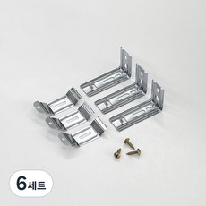 더원홈데코 우드 블라인드 설치 부속 ㄱ자 브라켓 6.8 x 3.7 x 2.7 cm + 스냅 6.3 x 2.5 cm + 목재 피스 19mm 세트, 메탈, 6세트