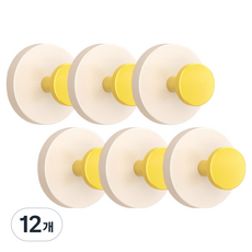 Selectoyou 多用途超強力吸盤掛鉤 免打孔圓形掛勾, 黃色, 12個