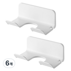 리얼피키 무타공 접착식 드라이기 거치대, 화이트, 6개