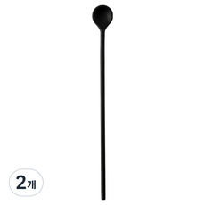 이지실리 실리콘 다용도 머들러 롱스푼, 블랙, 2개